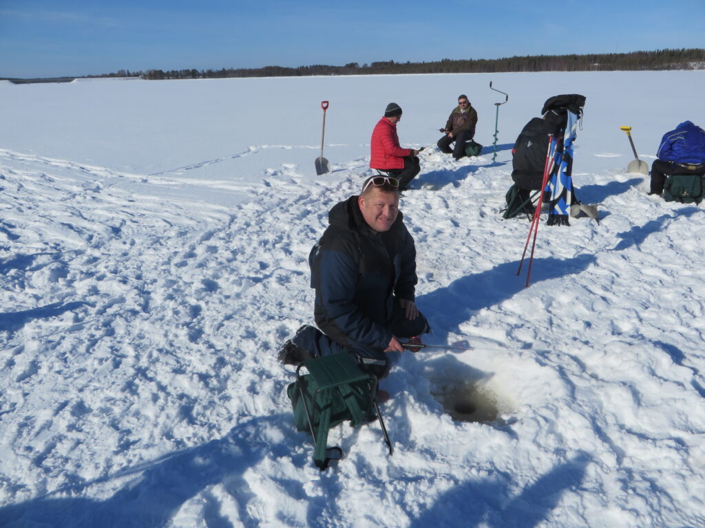 Ice fishing in hotel kalevala